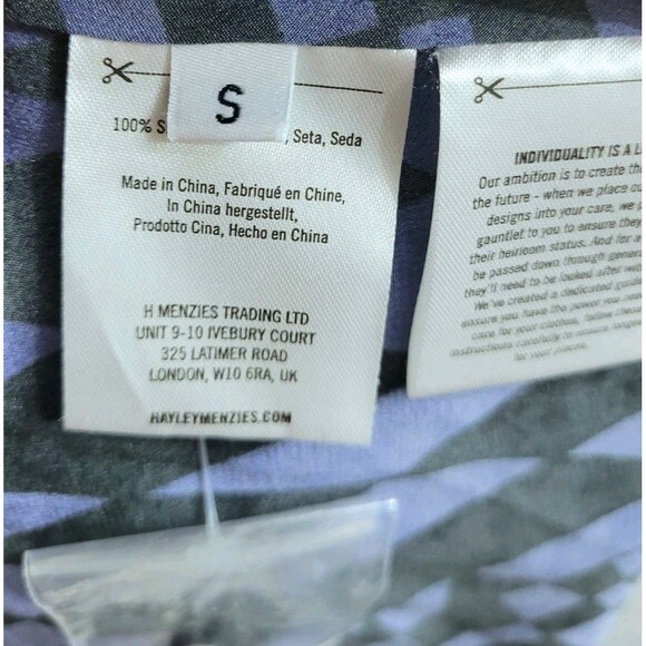 Hayley Menzies Cherry Blossom Girl Silk Dress Blue Black Size S NWOT - Picture 12 of 16